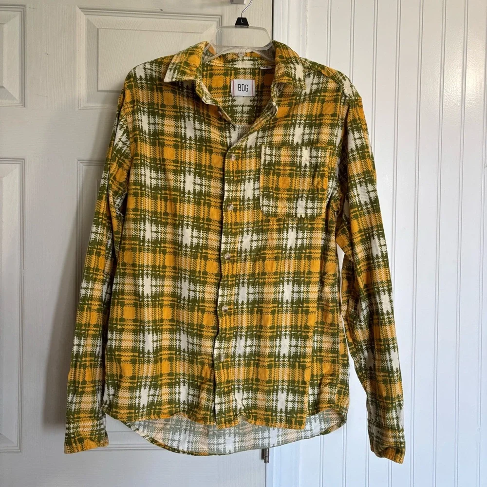 Urban Outfitters BDG Unisex Evan Plaid Cord Corduroy Checkered Shirt